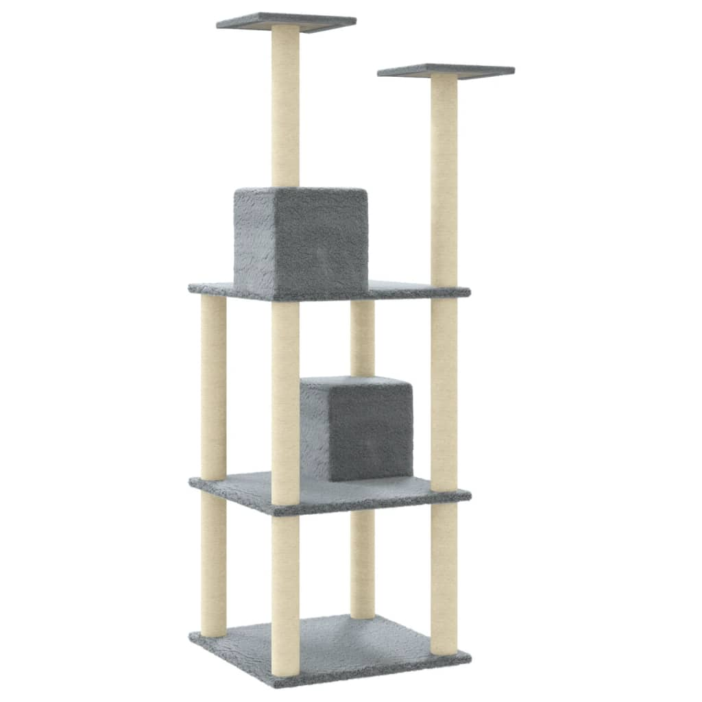 Glamorous Pups : vidaXL Cat Tree Light gray Engineered wood, plush, sisal 55.5 in tall