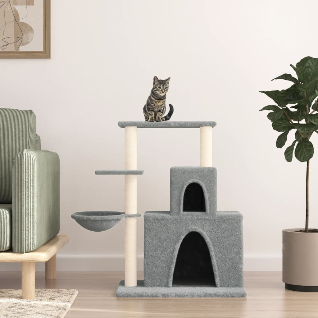 Glamorous Pups : vidaXL Cat Tree Light gray Engineered wood, Plush, Sisal Large Durable