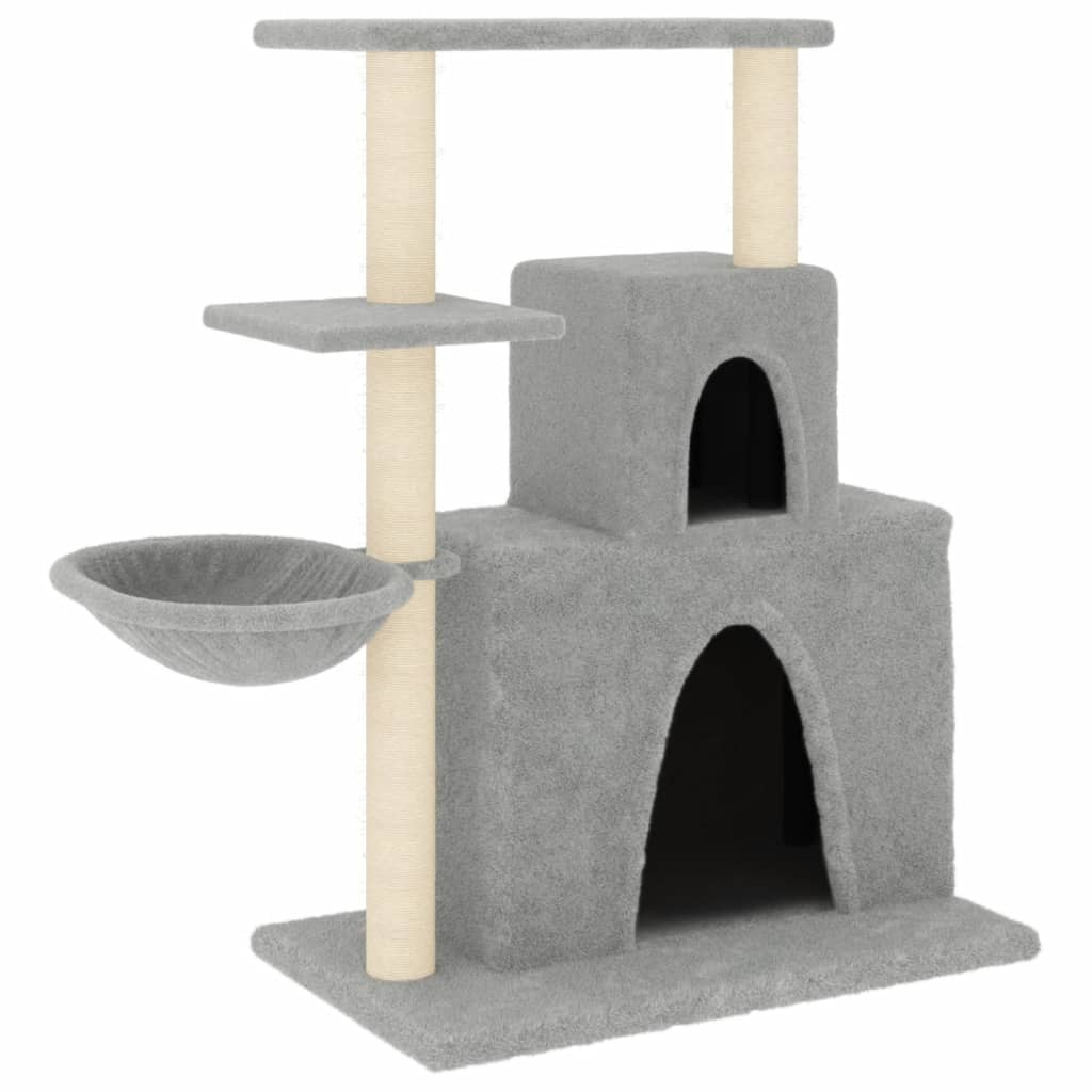 Glamorous Pups : vidaXL Cat Tree Light gray Engineered wood, Plush, Sisal Large Durable