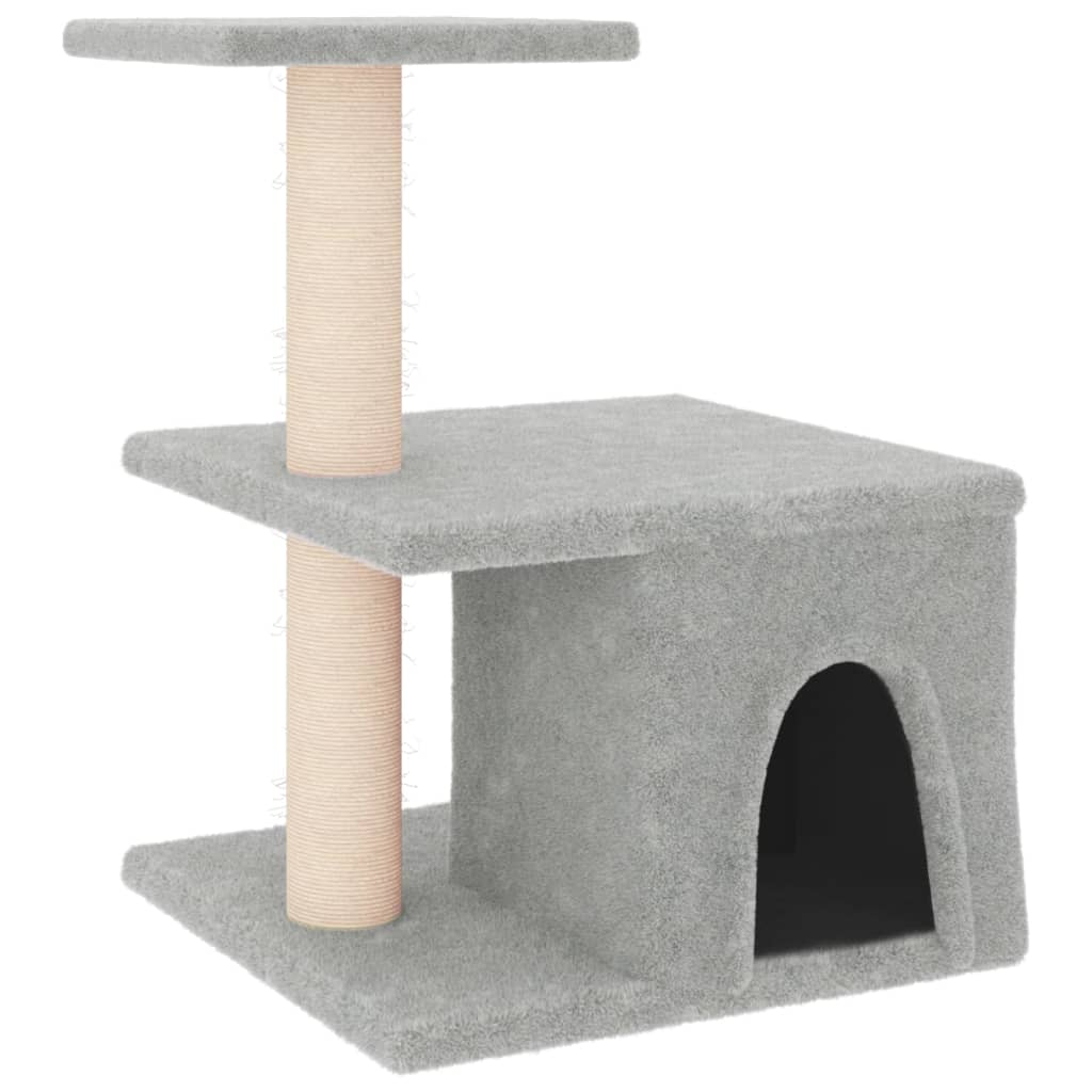 Glamorous Pups : vidaXL Cat Tree Light Grey Engineered Wood, Plush, Sisal Small