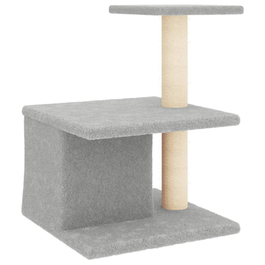 Glamorous Pups : vidaXL Cat Tree Light Grey Engineered Wood, Plush, Sisal Small