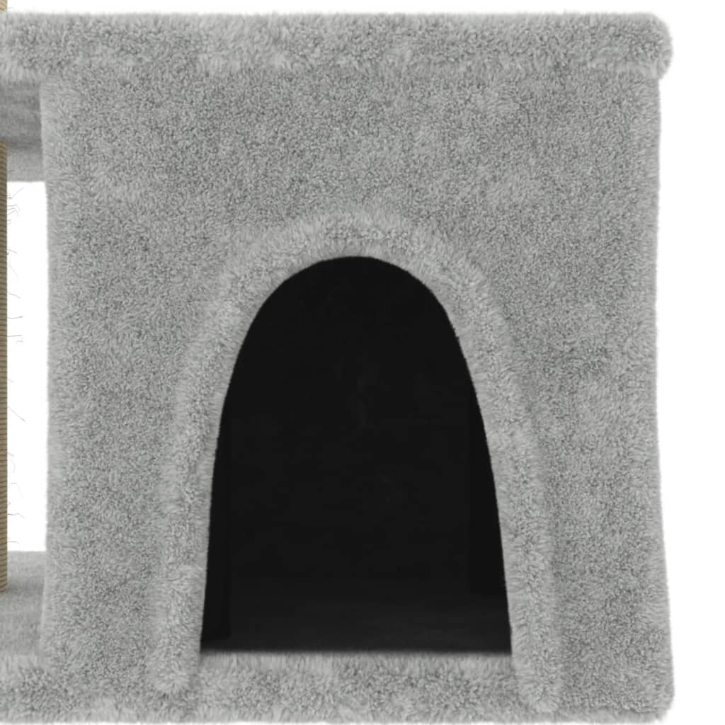 Glamorous Pups : vidaXL Cat Tree Light Grey Engineered Wood, Plush, Sisal Small