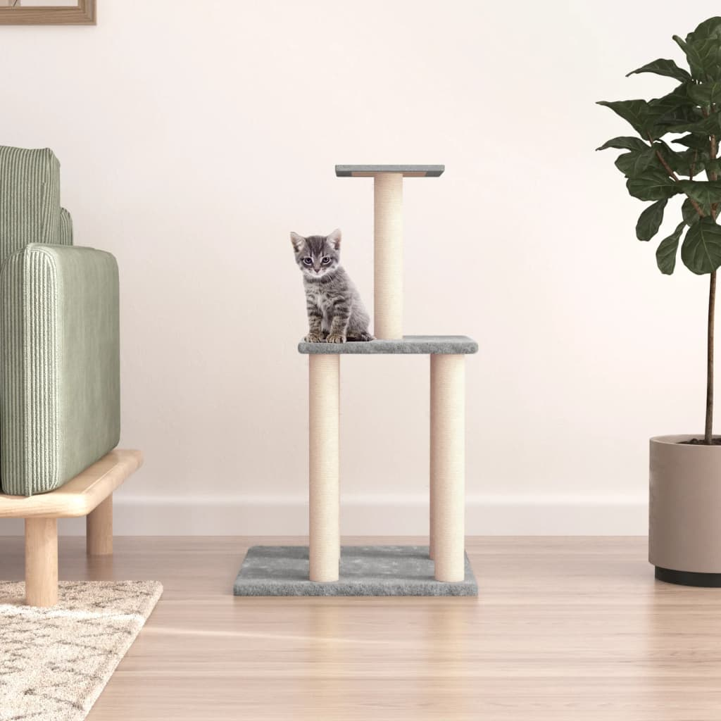Glamorous Pups : vidaXL Cat Tree Light grey Engineered wood, plush, sisal 33.7 in tall