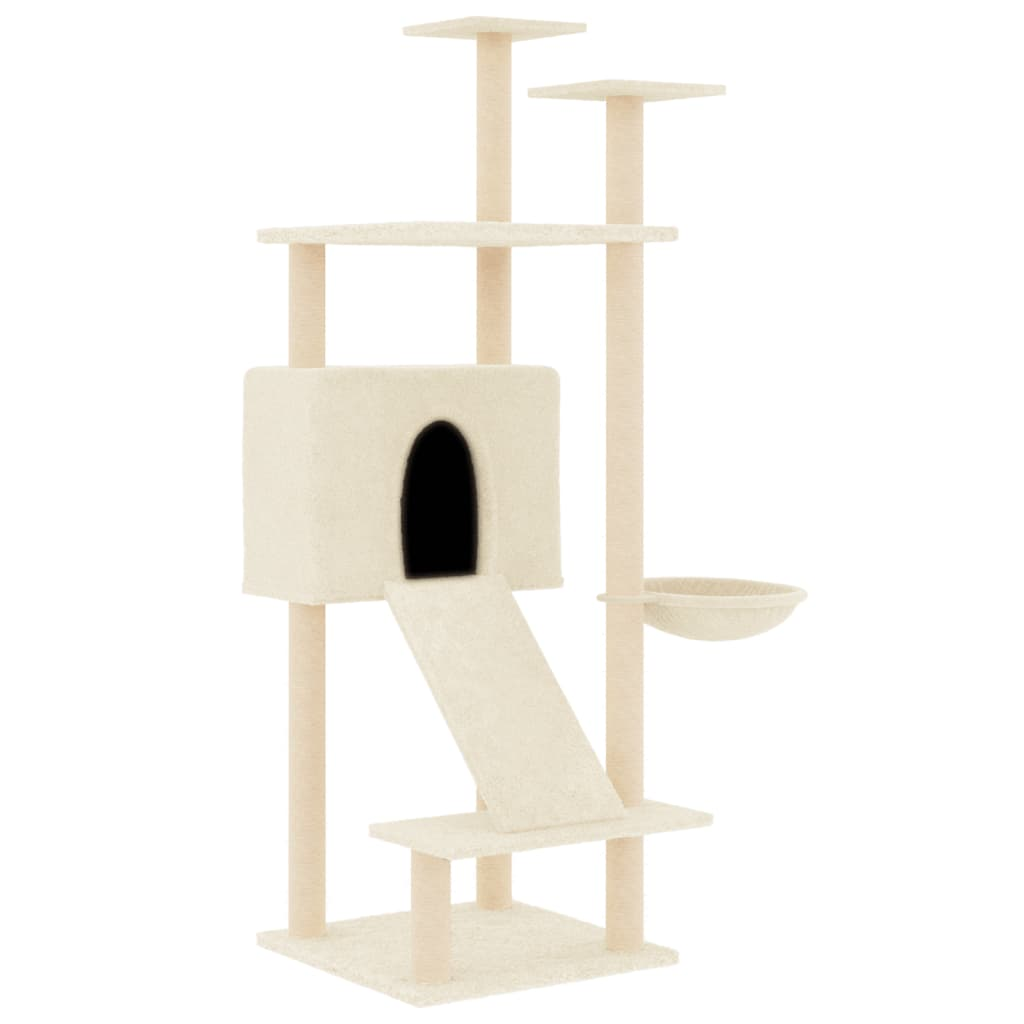 Glamorous Pups : vidaXL Cat Tree Cream Engineered wood Large Cat Tree Rectangular