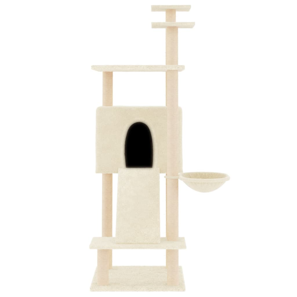 Glamorous Pups : vidaXL Cat Tree Cream Engineered wood Large Cat Tree Rectangular