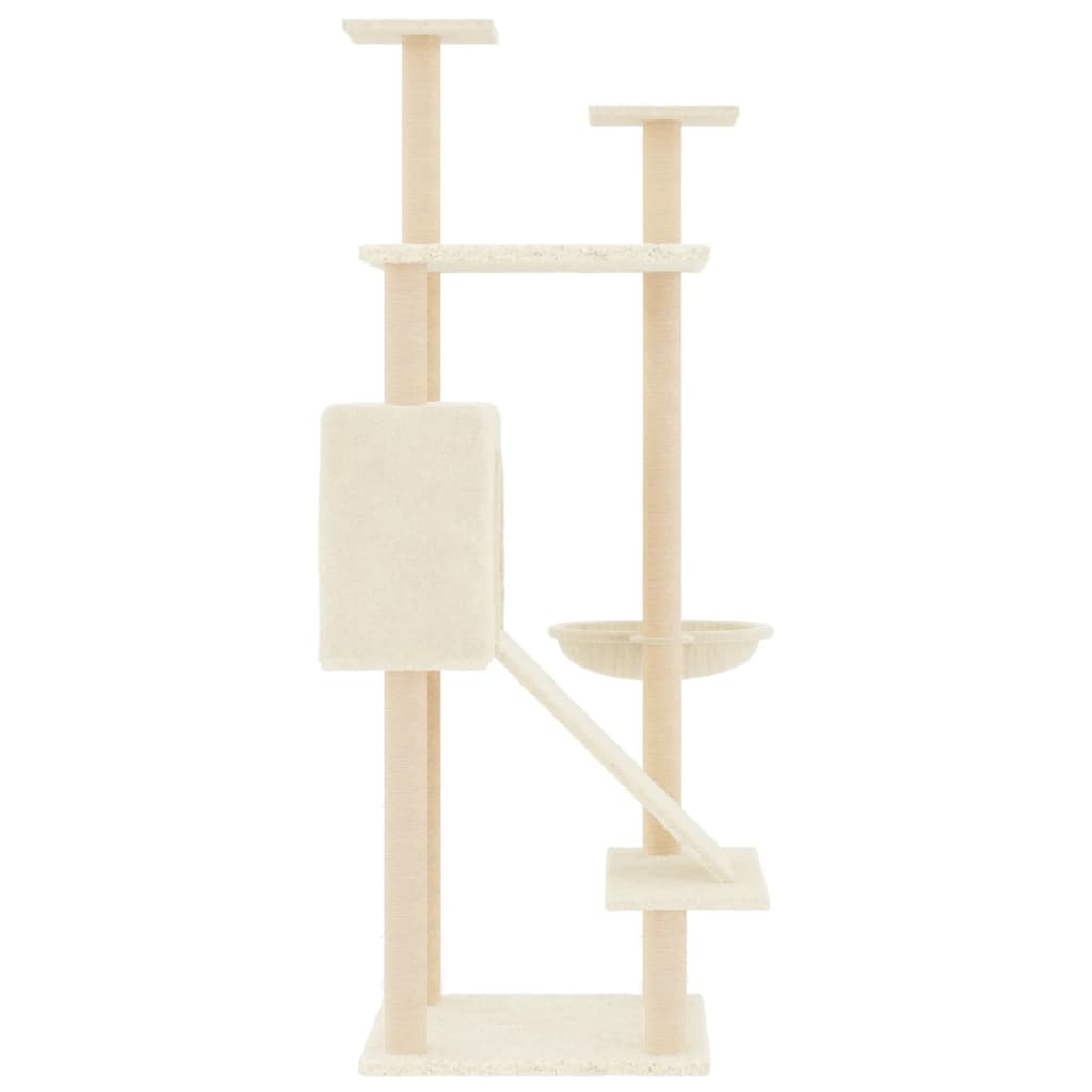 Glamorous Pups : vidaXL Cat Tree Cream Engineered wood Large Cat Tree Rectangular