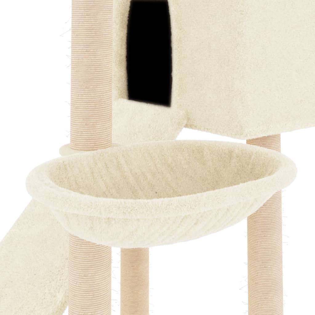 Glamorous Pups : vidaXL Cat Tree Cream Engineered wood Large Cat Tree Rectangular