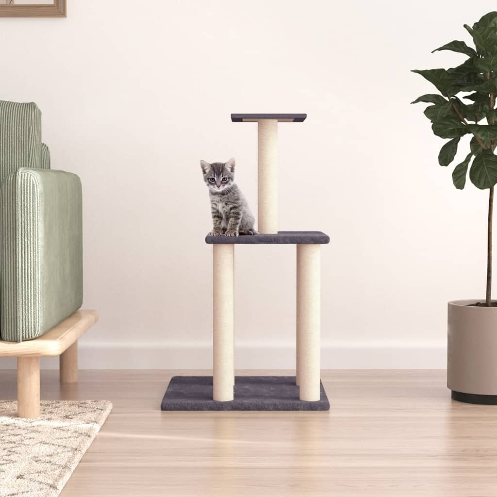 Glamorous Pups : vidaXL Cat Tree Dark grey Engineered wood, plush, sisal Durable Cat Tree