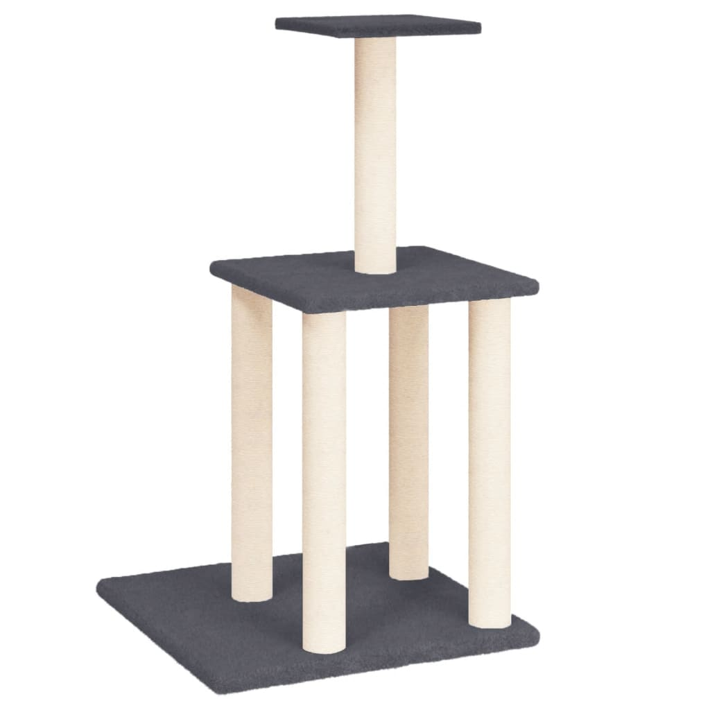 Glamorous Pups : vidaXL Cat Tree Dark grey Engineered wood, plush, sisal Durable Cat Tree