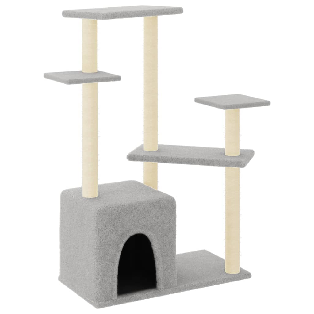 Glamorous Pups : vidaXL Cat Tree Light Grey Engineered Wood, Plush, Sisal 42.3 in Tall
