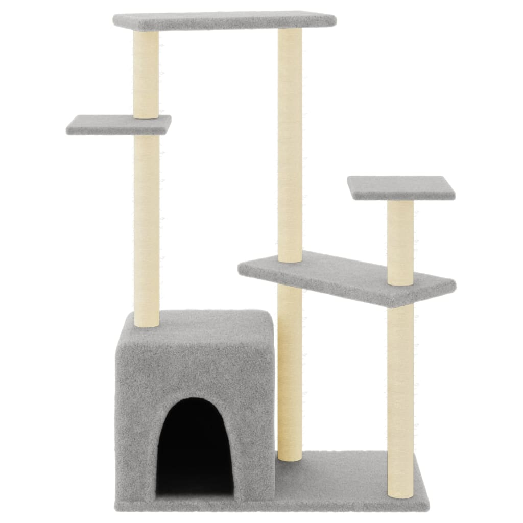 Glamorous Pups : vidaXL Cat Tree Light Grey Engineered Wood, Plush, Sisal 42.3 in Tall