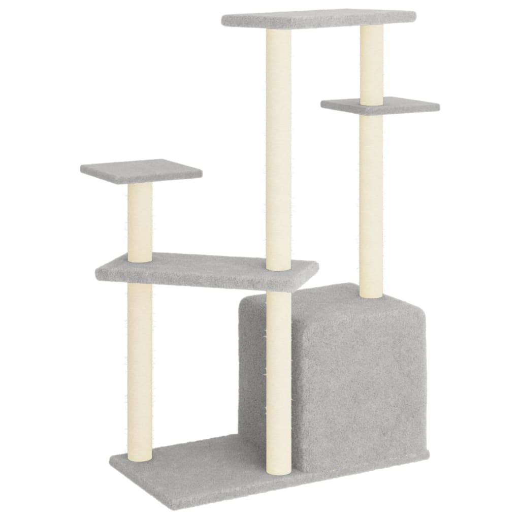Glamorous Pups : vidaXL Cat Tree Light Grey Engineered Wood, Plush, Sisal 42.3 in Tall