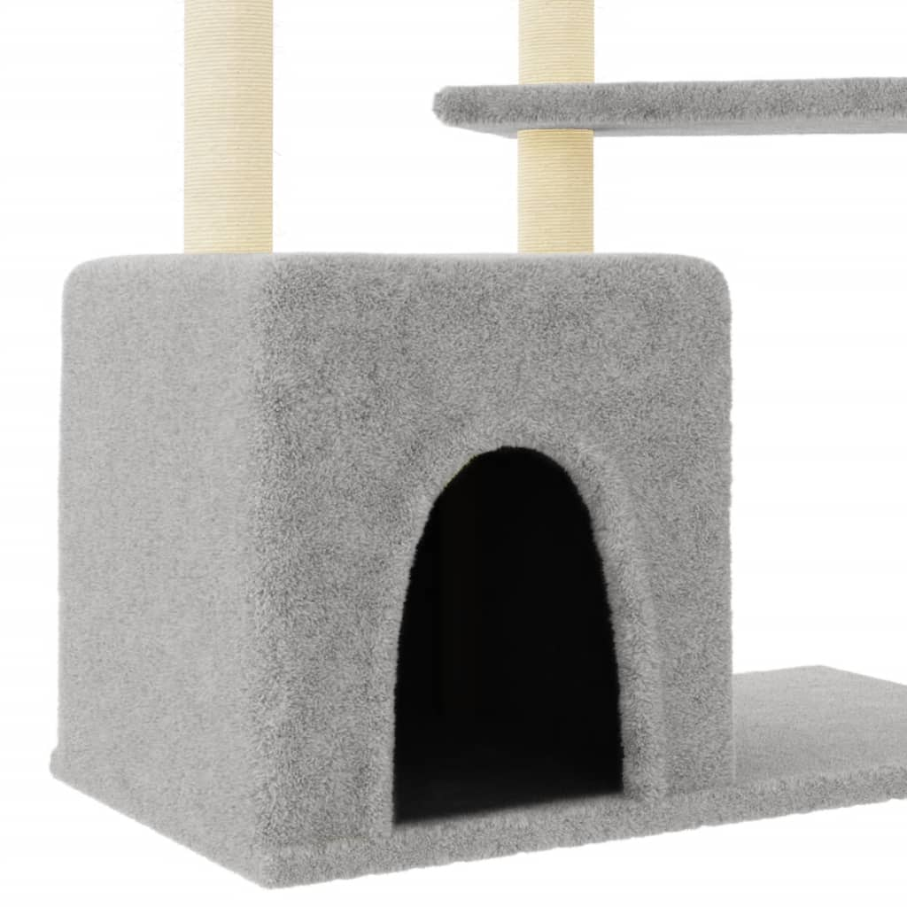 Glamorous Pups : vidaXL Cat Tree Light Grey Engineered Wood, Plush, Sisal 42.3 in Tall
