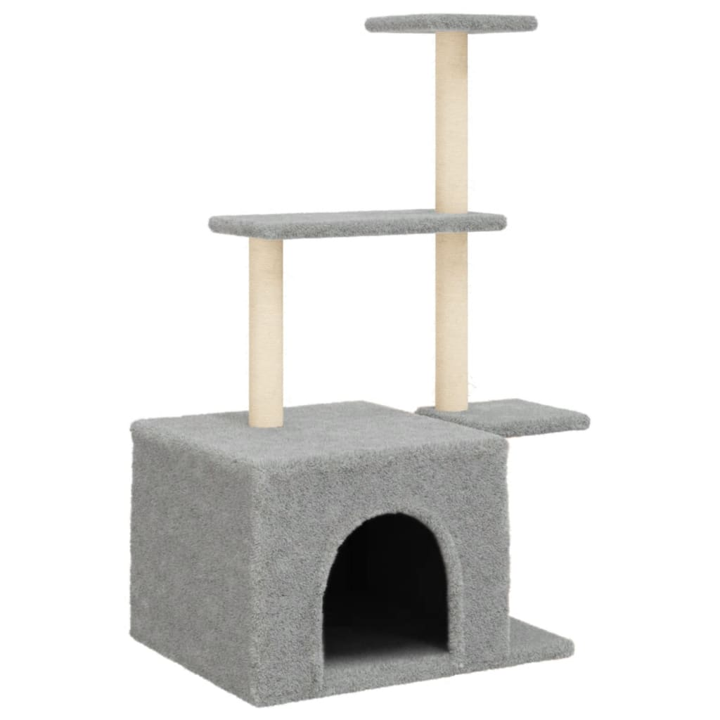 Glamorous Pups : vidaXL Cat Tree Light grey Engineered wood, plush, sisal Durable