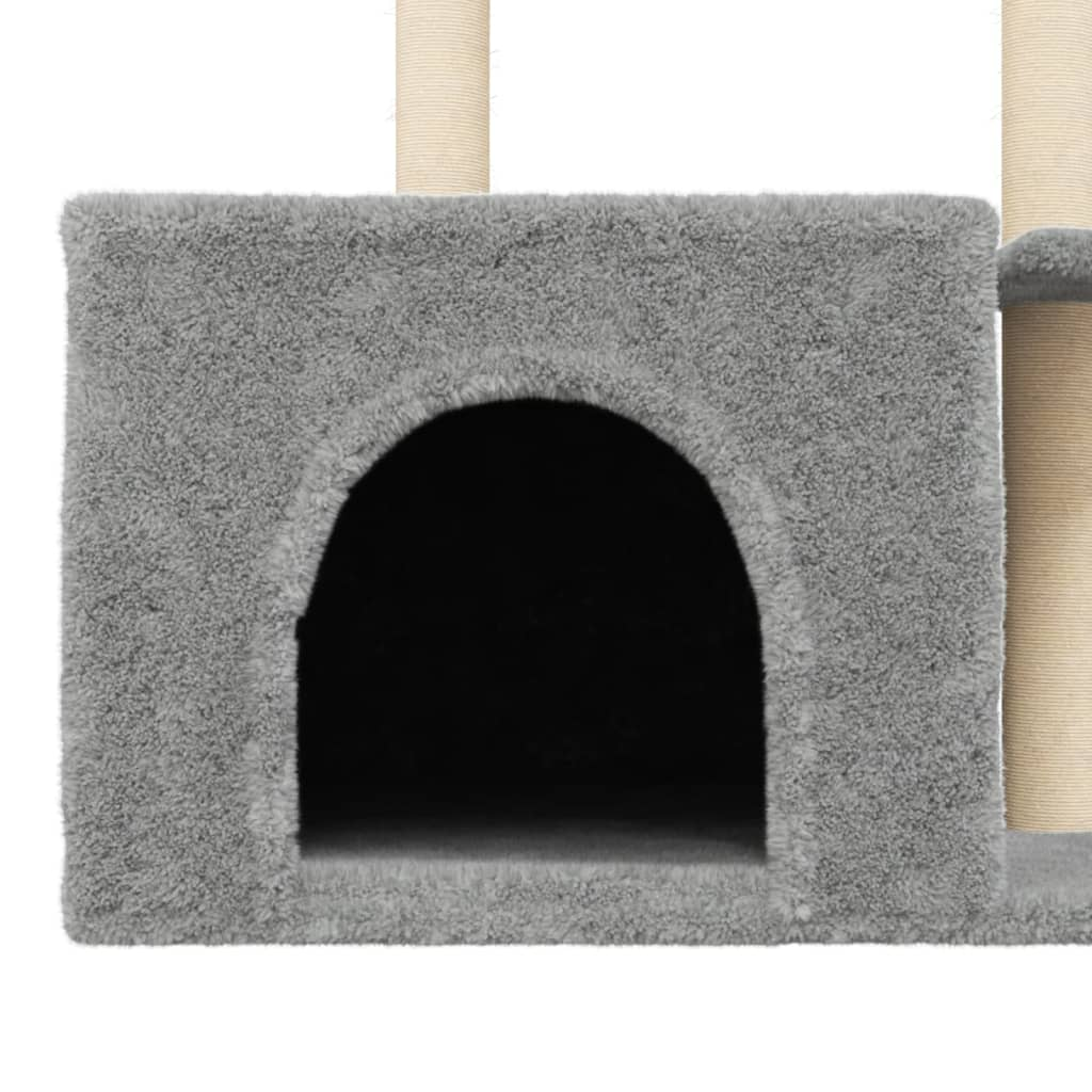 Glamorous Pups : vidaXL Cat Tree Light grey Engineered wood, plush, sisal Durable