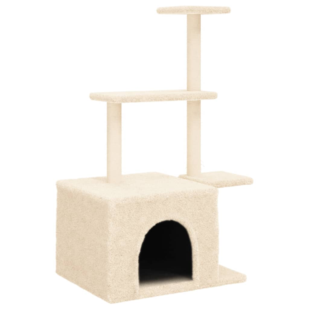 Glamorous Pups : vidaXL Cat Tree Cream Engineered wood, plush, sisal 43.3 in tall Durable