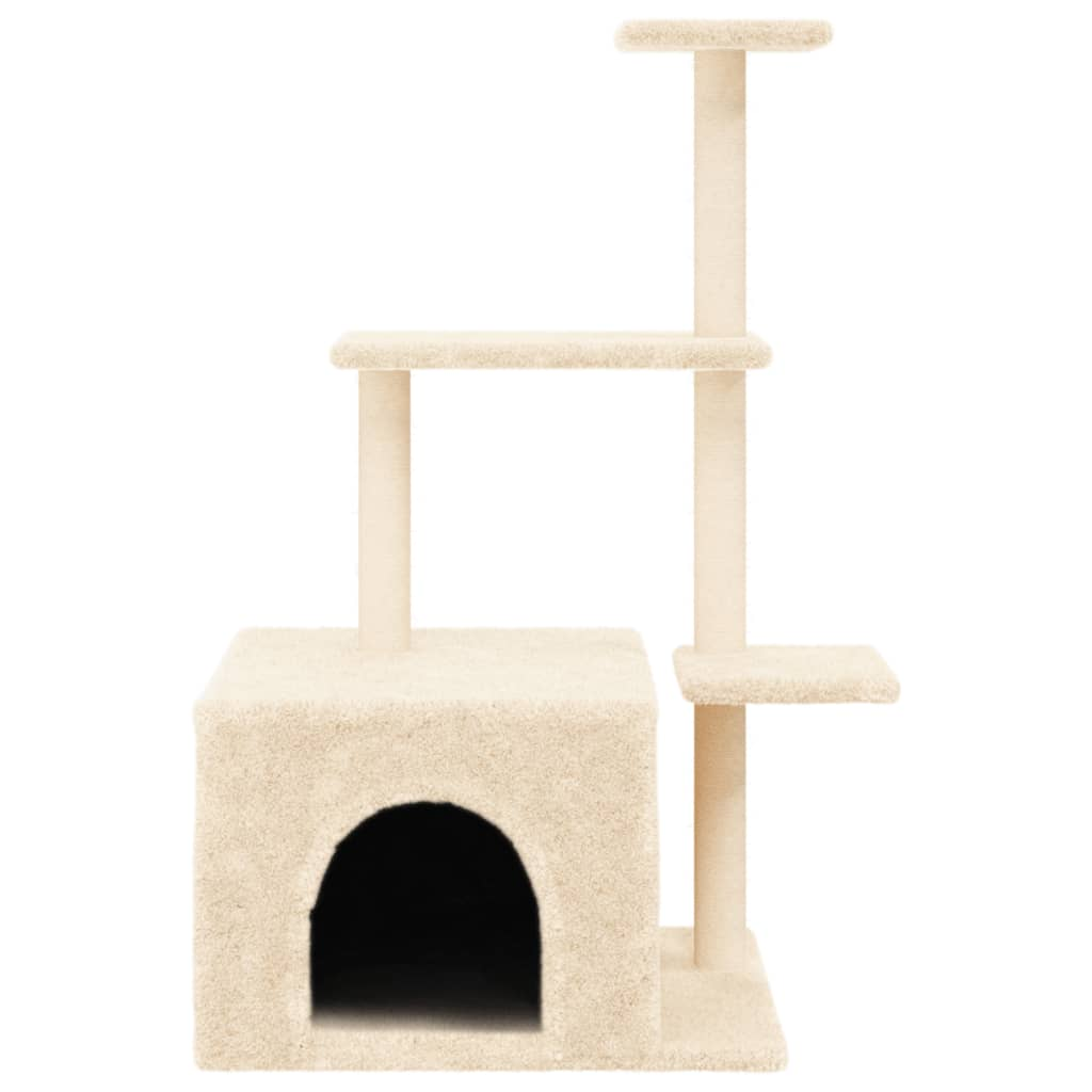 Glamorous Pups : vidaXL Cat Tree Cream Engineered wood, plush, sisal 43.3 in tall Durable