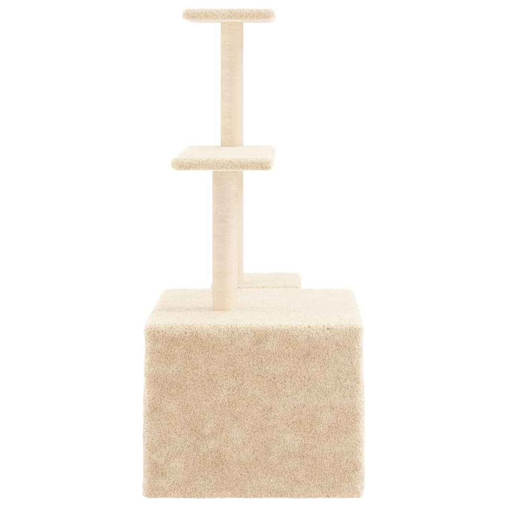 Glamorous Pups : vidaXL Cat Tree Cream Engineered wood, plush, sisal 43.3 in tall Durable