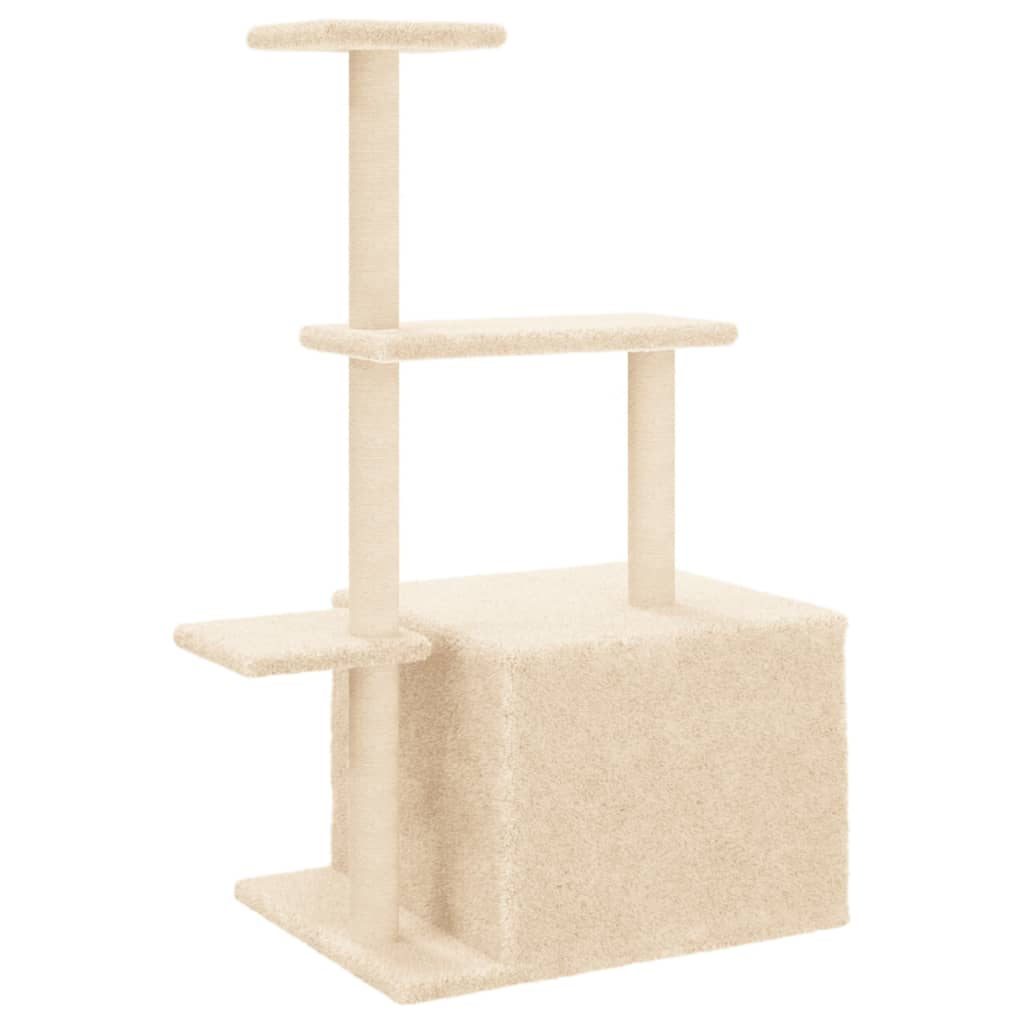 Glamorous Pups : vidaXL Cat Tree Cream Engineered wood, plush, sisal 43.3 in tall Durable