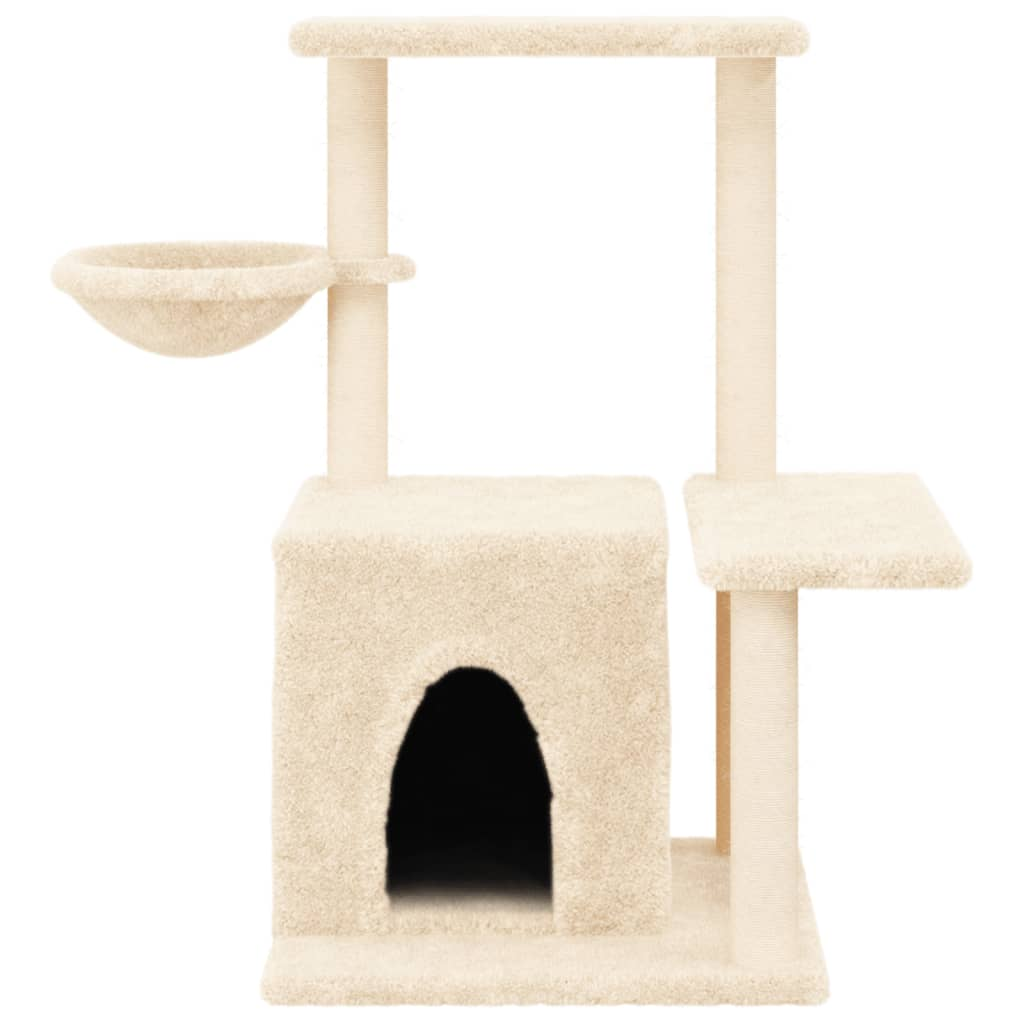 Glamorous Pups : vidaXL Cat Tree Cream Engineered wood, Plush, Sisal