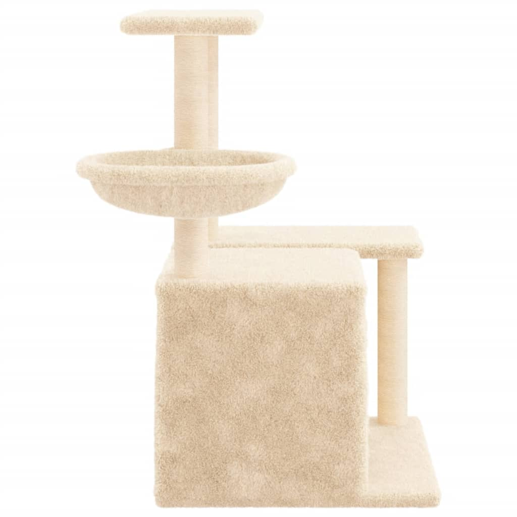 Glamorous Pups : vidaXL Cat Tree Cream Engineered wood, Plush, Sisal