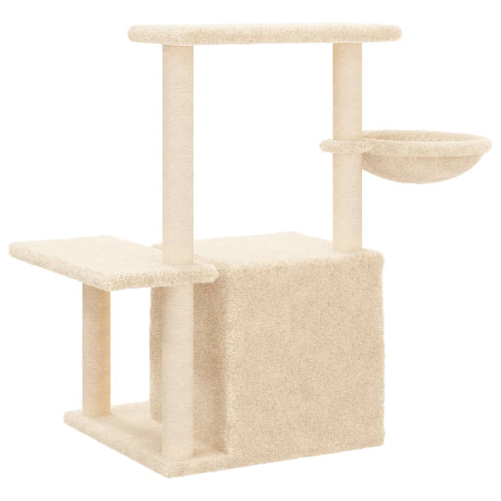 Glamorous Pups : vidaXL Cat Tree Cream Engineered wood, Plush, Sisal