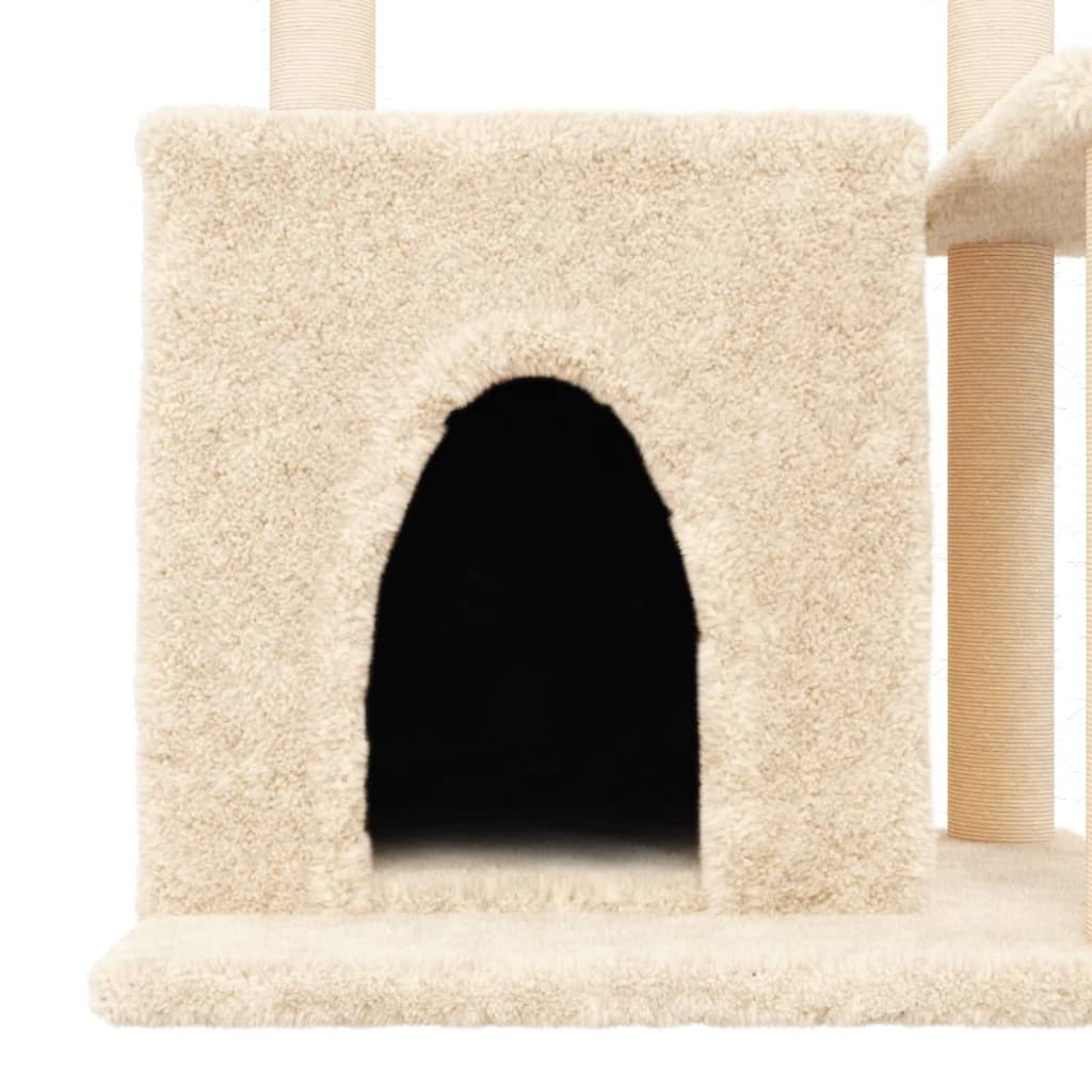 Glamorous Pups : vidaXL Cat Tree Cream Engineered wood, Plush, Sisal