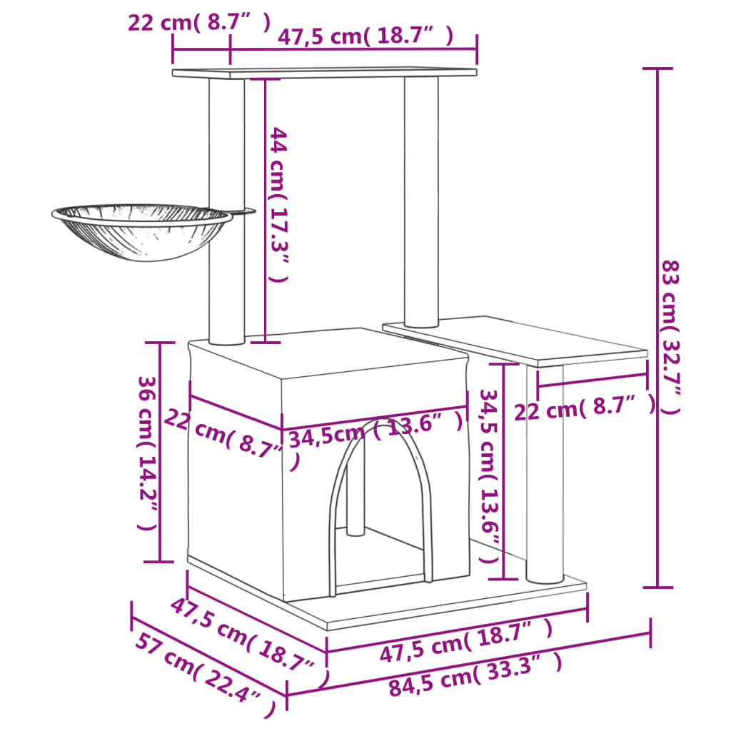 Glamorous Pups : vidaXL Cat Tree Cream Engineered wood, Plush, Sisal
