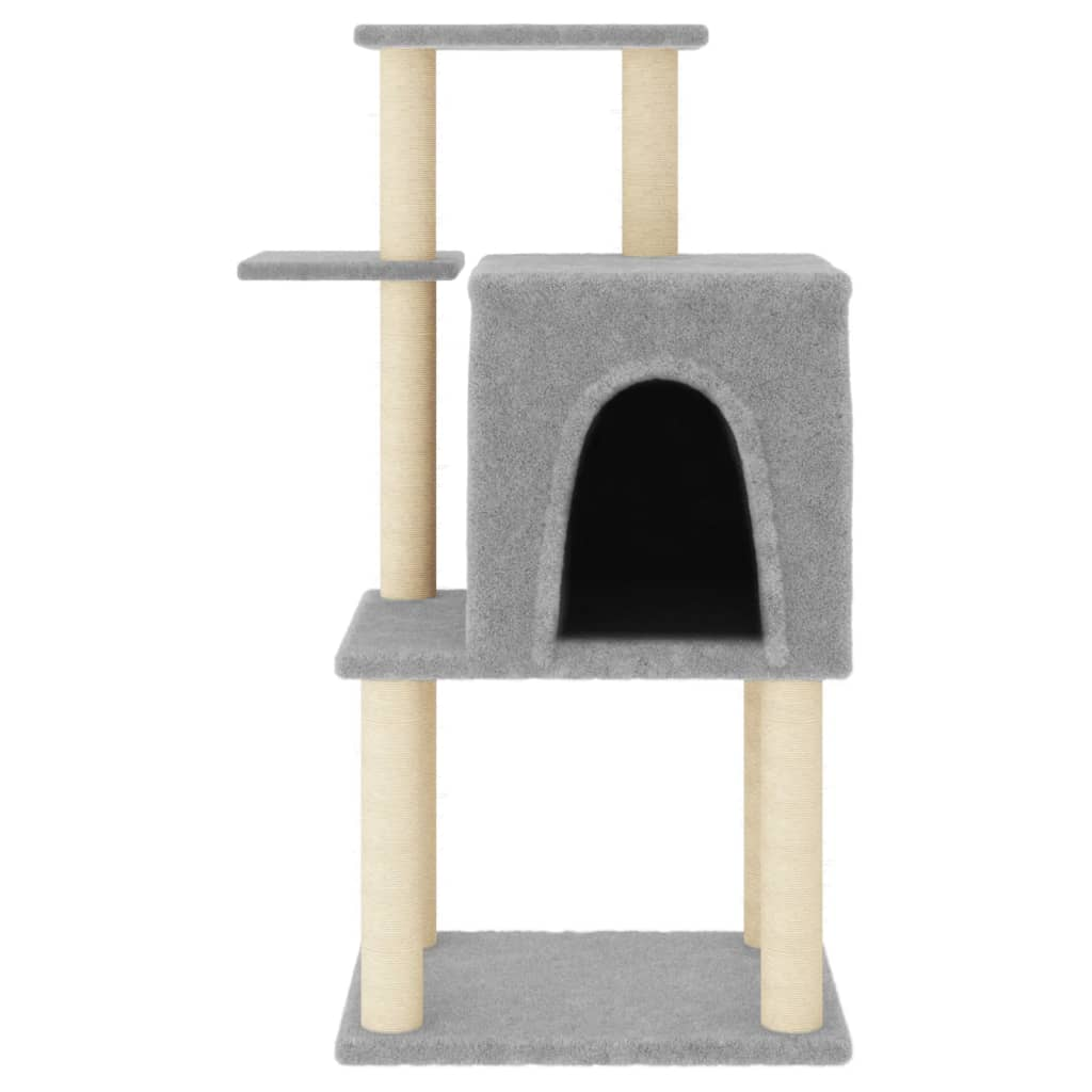 Glamorous Pups : vidaXL Cat Tree Light grey Engineered wood, plush, sisal Medium Durable