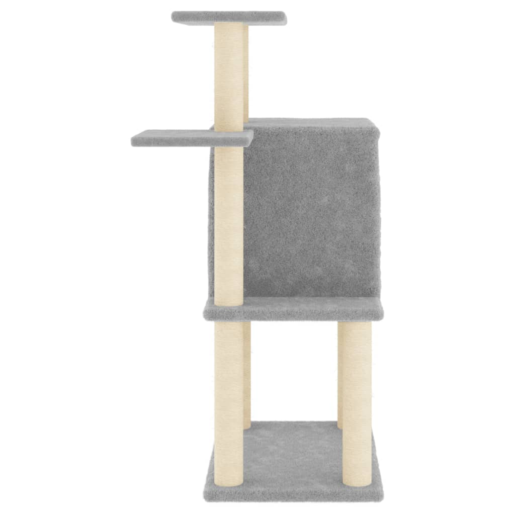 Glamorous Pups : vidaXL Cat Tree Light grey Engineered wood, plush, sisal Medium Durable