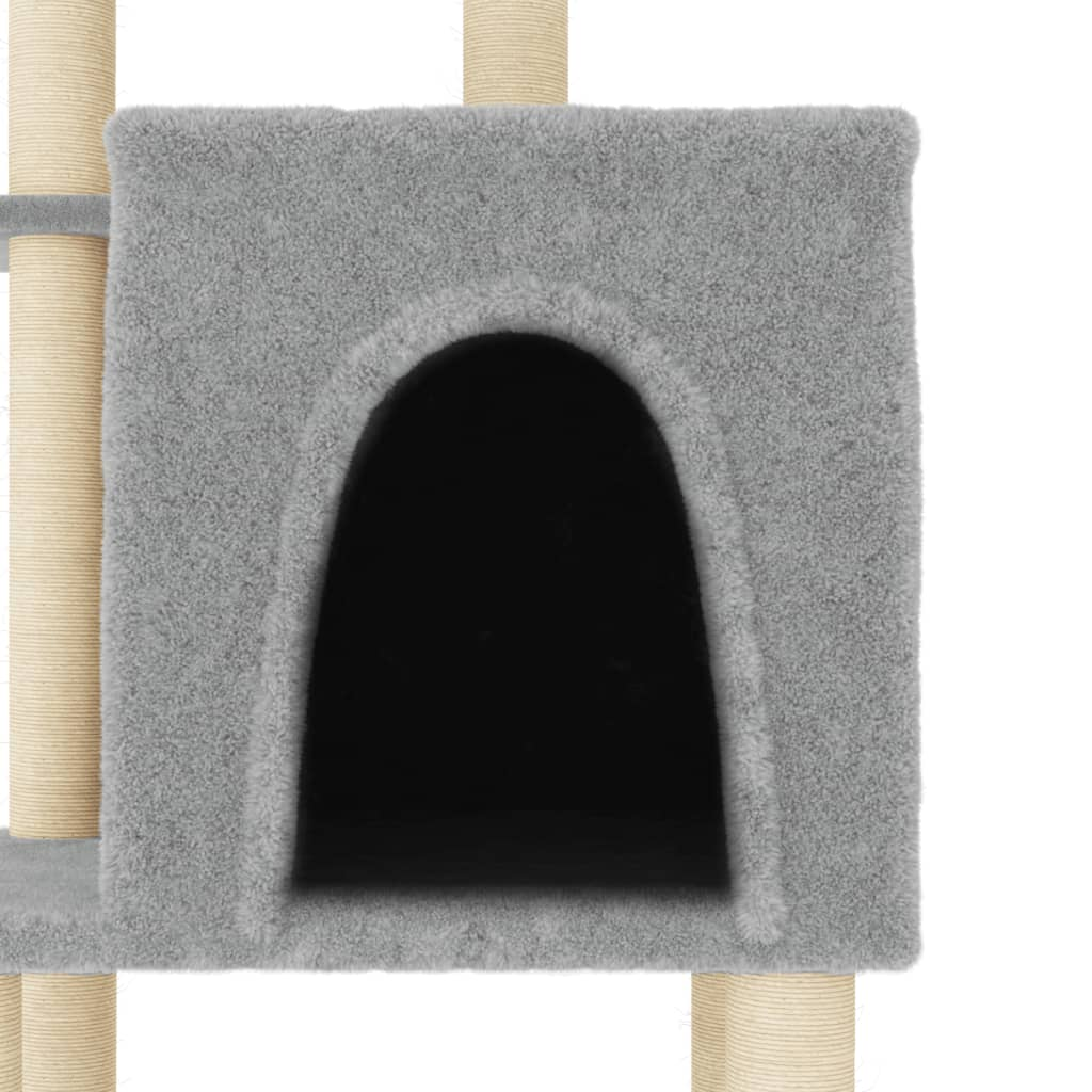 Glamorous Pups : vidaXL Cat Tree Light grey Engineered wood, plush, sisal Medium Durable