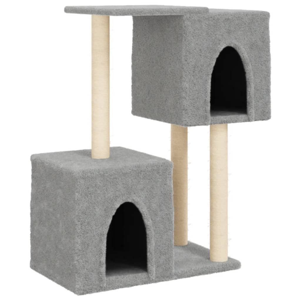 Glamorous Pups : vidaXL Cat Tree Light grey Engineered wood, plush, sisal Medium Cat Tree