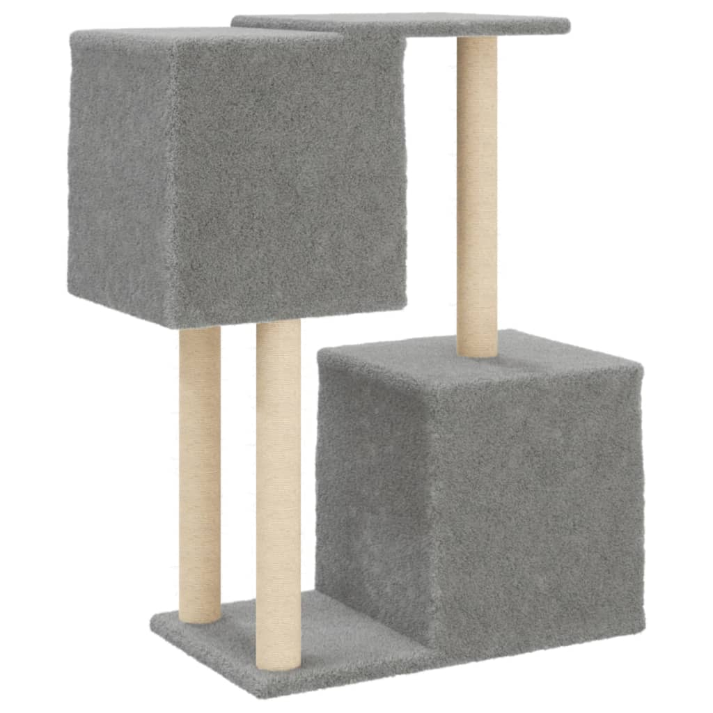 Glamorous Pups : vidaXL Cat Tree Light grey Engineered wood, plush, sisal Medium Cat Tree