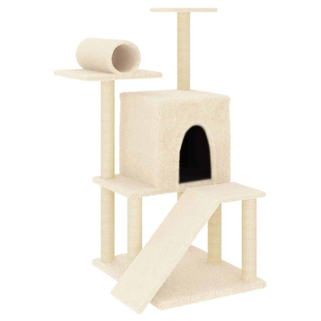Glamorous Pups : vidaXL Cat Tree Cream Engineered wood, Plush, Sisal 43.5 in Durable