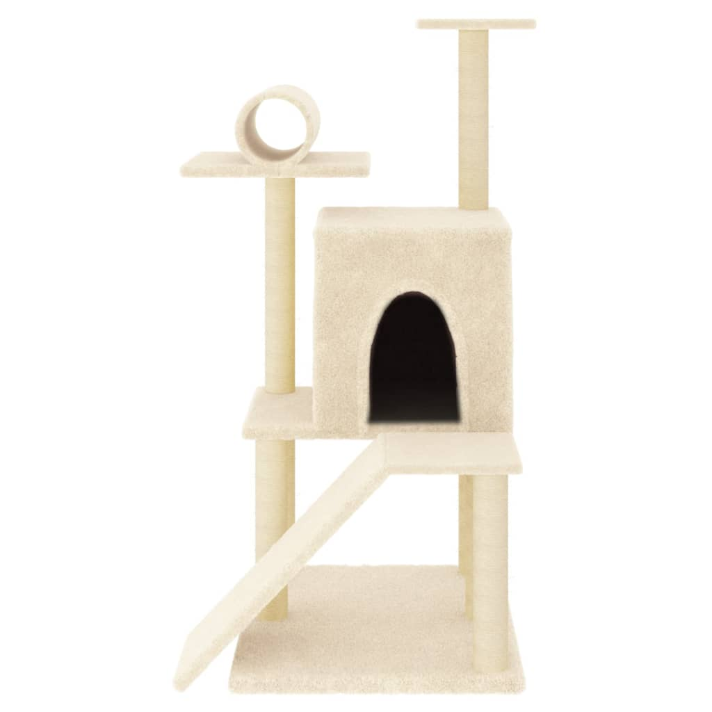 Glamorous Pups : vidaXL Cat Tree Cream Engineered wood, Plush, Sisal 43.5 in Durable