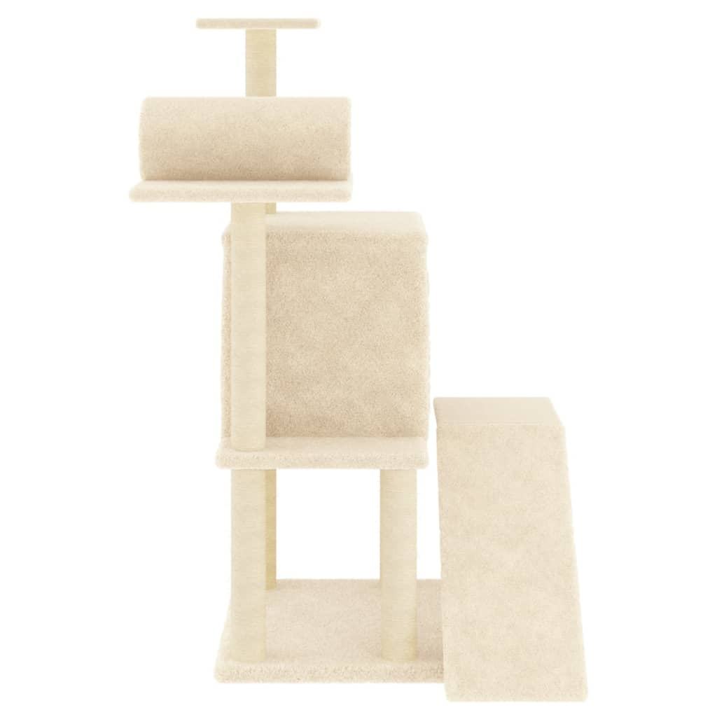 Glamorous Pups : vidaXL Cat Tree Cream Engineered wood, Plush, Sisal 43.5 in Durable