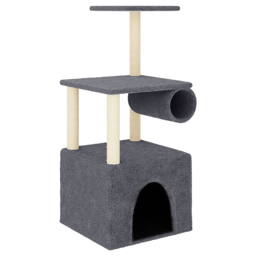Glamorous Pups : vidaXL Cat Tree Dark Grey Engineered wood, plush, sisal Medium Durable