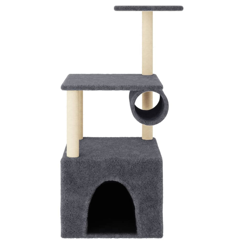 Glamorous Pups : vidaXL Cat Tree Dark Grey Engineered wood, plush, sisal Medium Durable