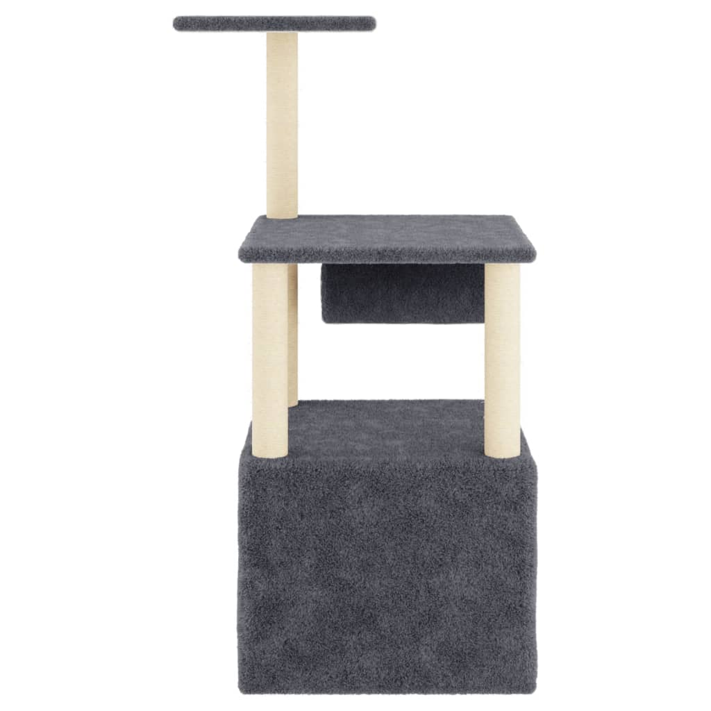 Glamorous Pups : vidaXL Cat Tree Dark Grey Engineered wood, plush, sisal Medium Durable