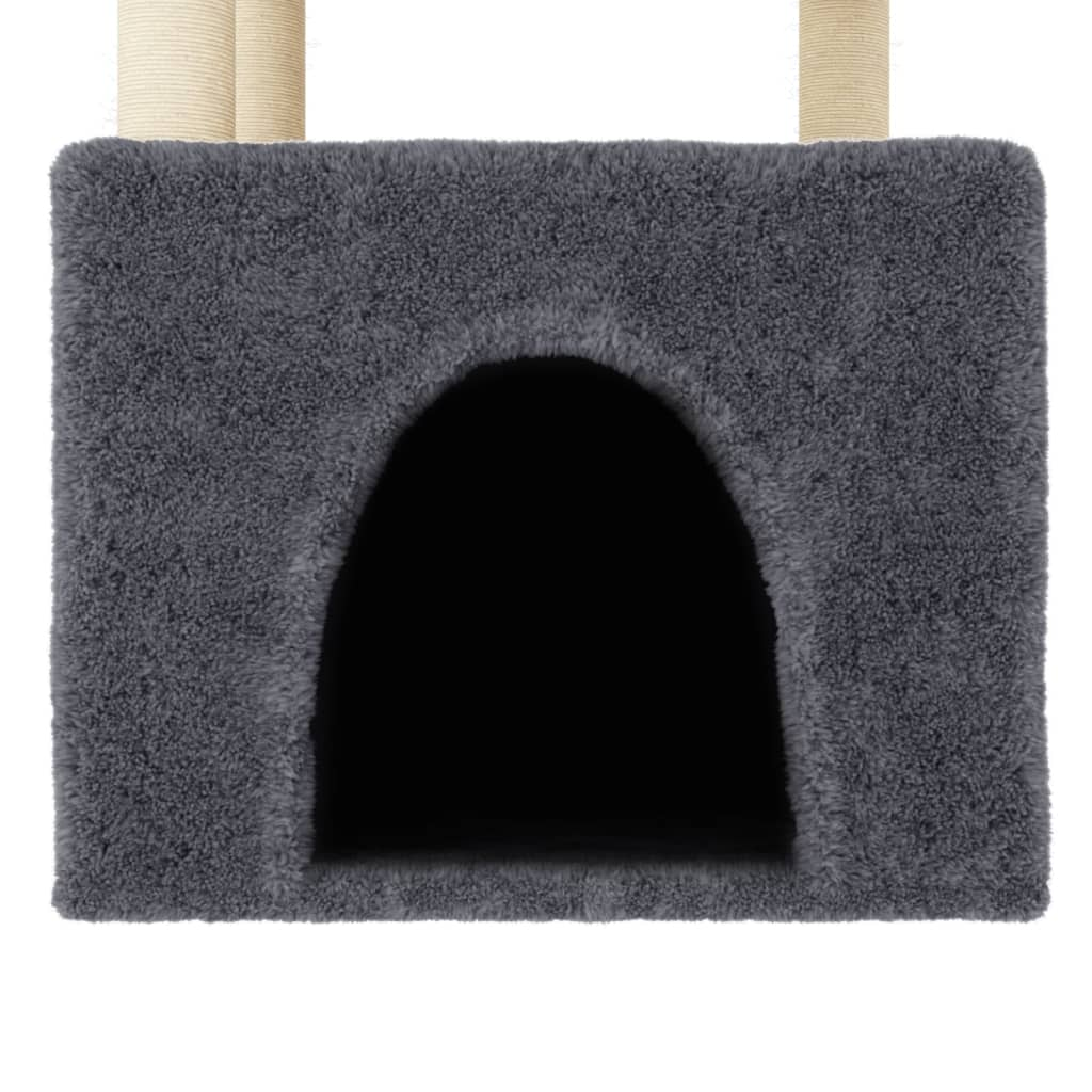 Glamorous Pups : vidaXL Cat Tree Dark Grey Engineered wood, plush, sisal Medium Durable