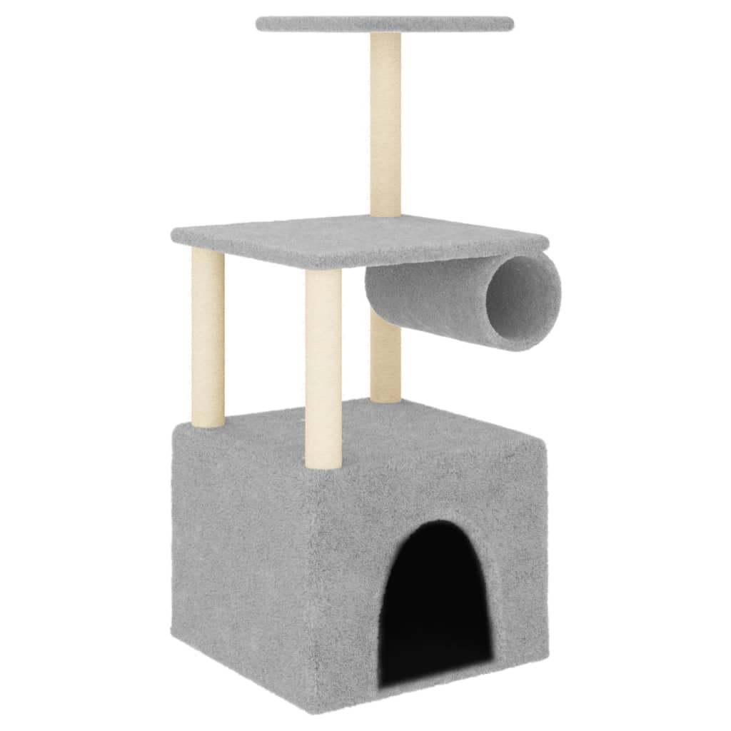 Glamorous Pups : vidaXL Cat Tree Light grey Engineered wood 43.1 in tall Modern