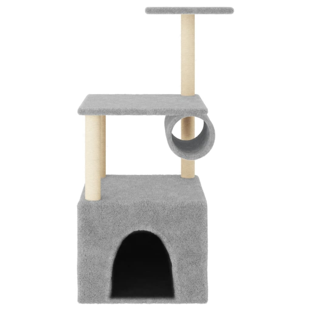 Glamorous Pups : vidaXL Cat Tree Light grey Engineered wood 43.1 in tall Modern