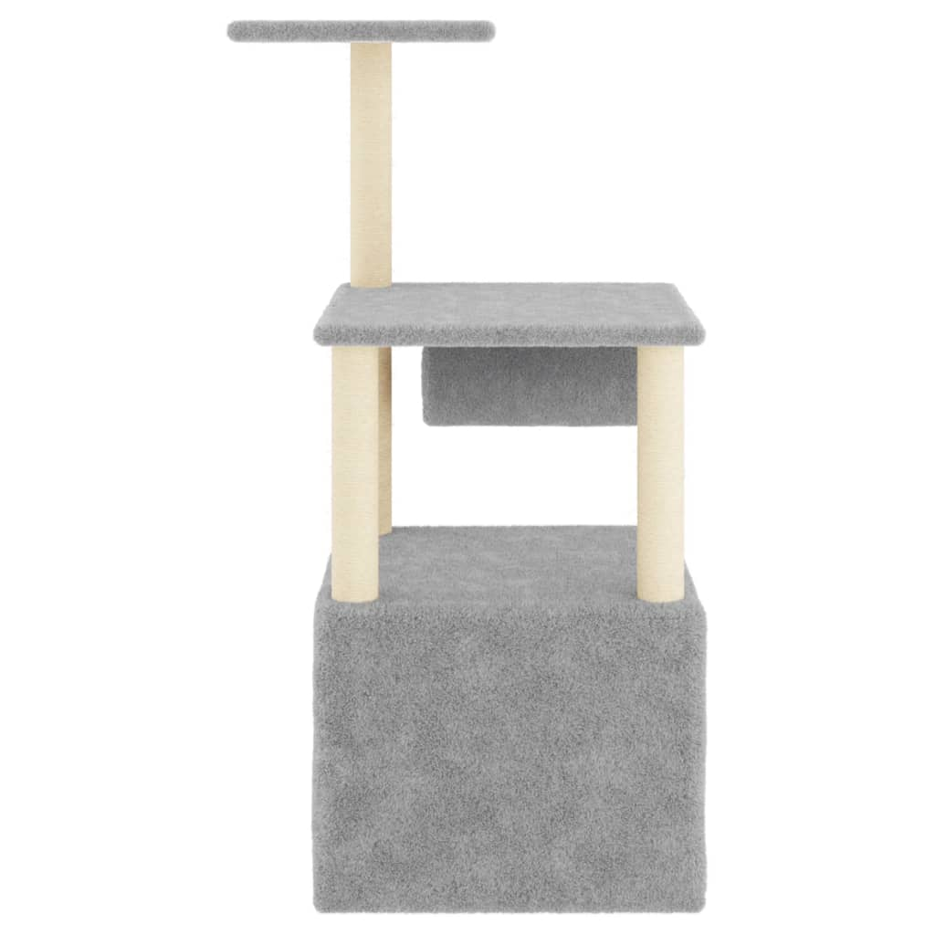Glamorous Pups : vidaXL Cat Tree Light grey Engineered wood 43.1 in tall Modern