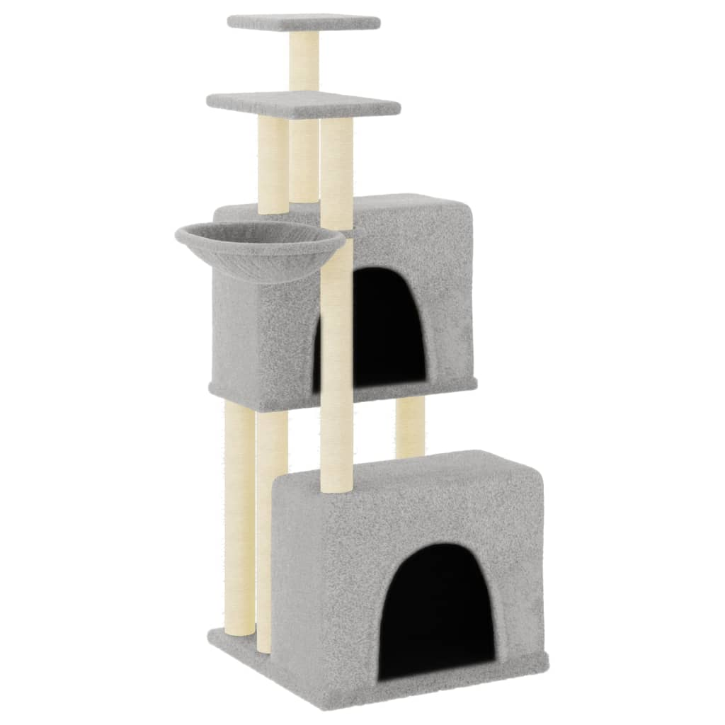 Glamorous Pups : vidaXL Cat Tree Light Grey Engineered Wood, Plush, Sisal Medium-sized