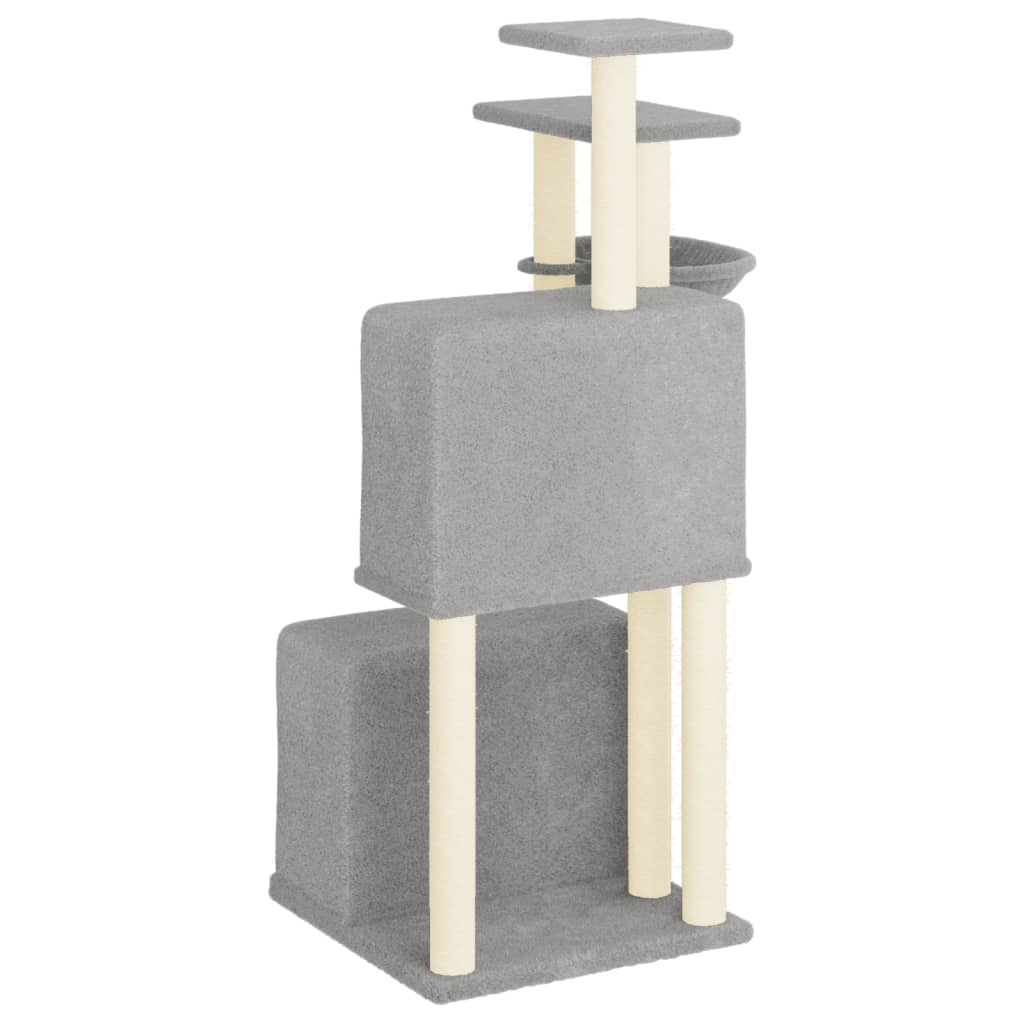 Glamorous Pups : vidaXL Cat Tree Light Grey Engineered Wood, Plush, Sisal Medium-sized