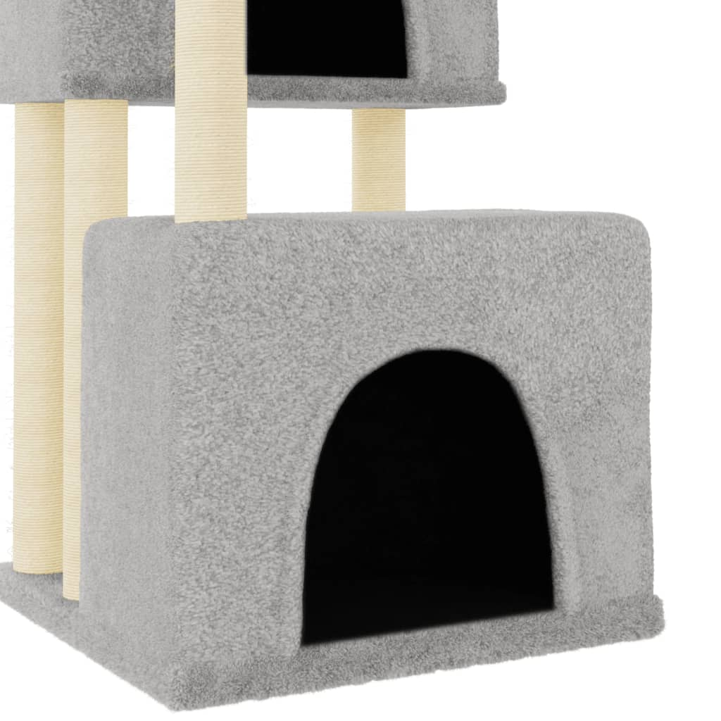 Glamorous Pups : vidaXL Cat Tree Light Grey Engineered Wood, Plush, Sisal Medium-sized