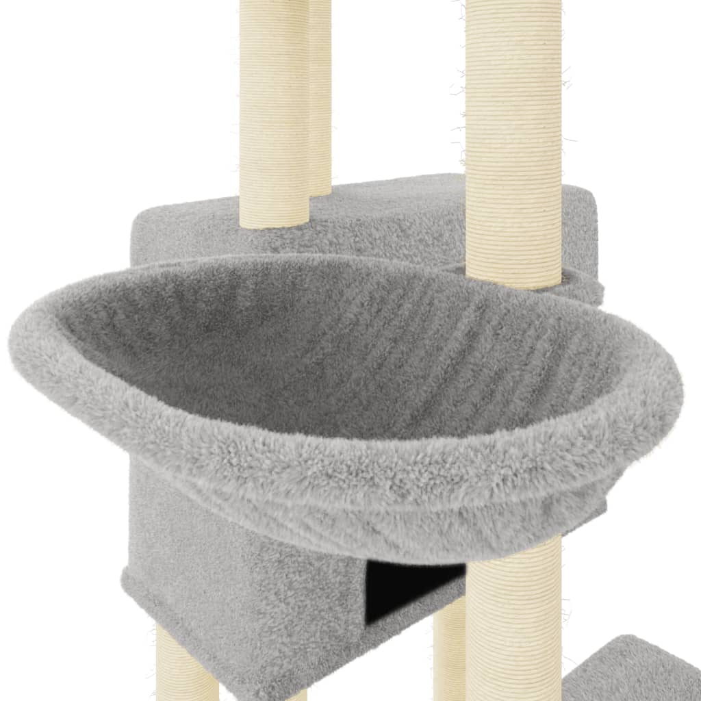 Glamorous Pups : vidaXL Cat Tree Light Grey Engineered Wood, Plush, Sisal Medium-sized