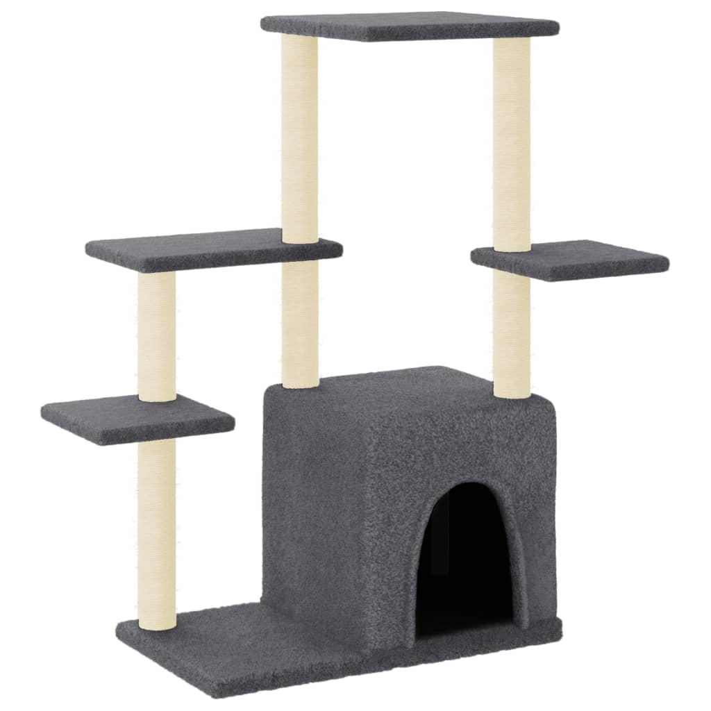 Glamorous Pups : vidaXL Cat Tree Dark Grey Engineered wood, plush, sisal 38.4 in tall