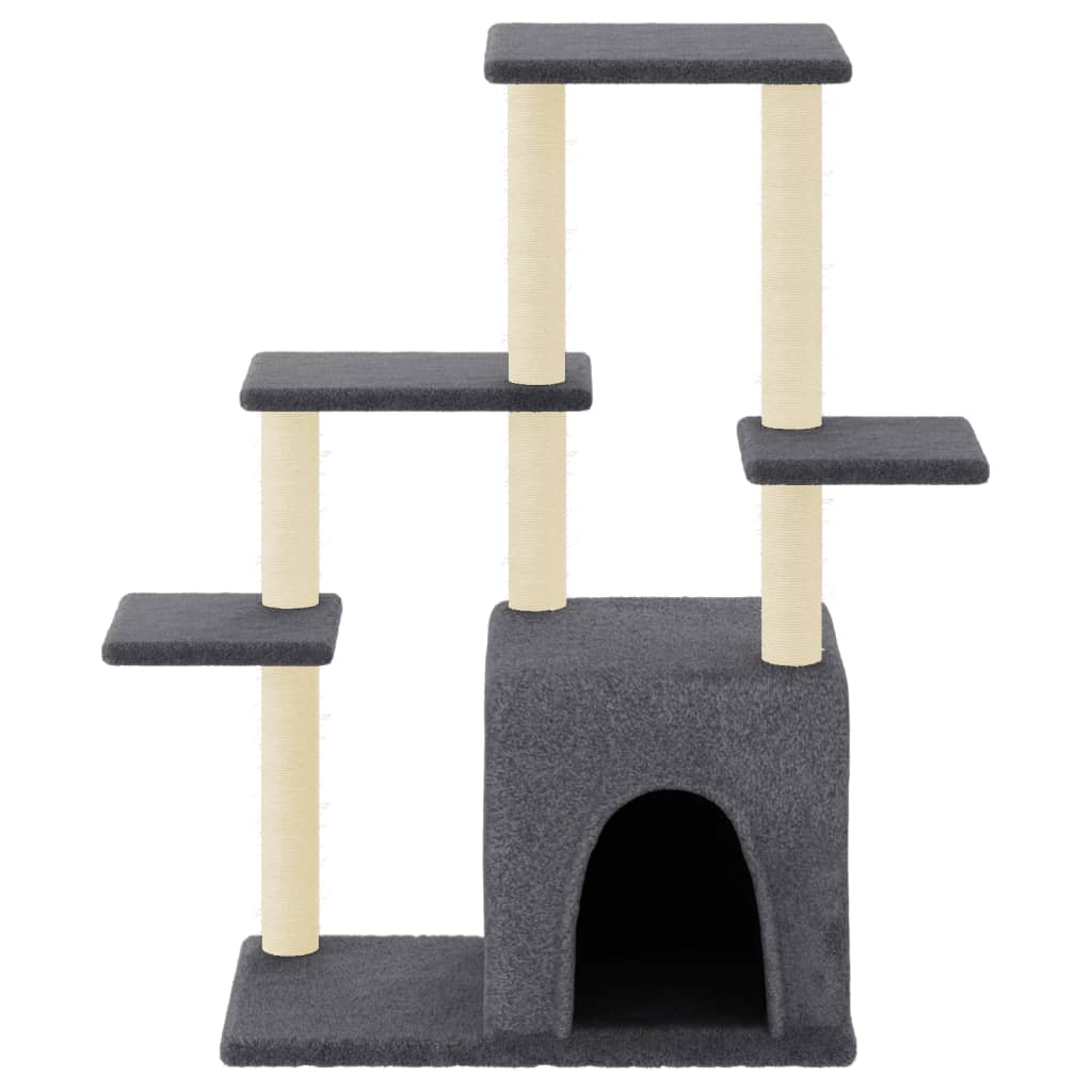 Glamorous Pups : vidaXL Cat Tree Dark Grey Engineered wood, plush, sisal 38.4 in tall