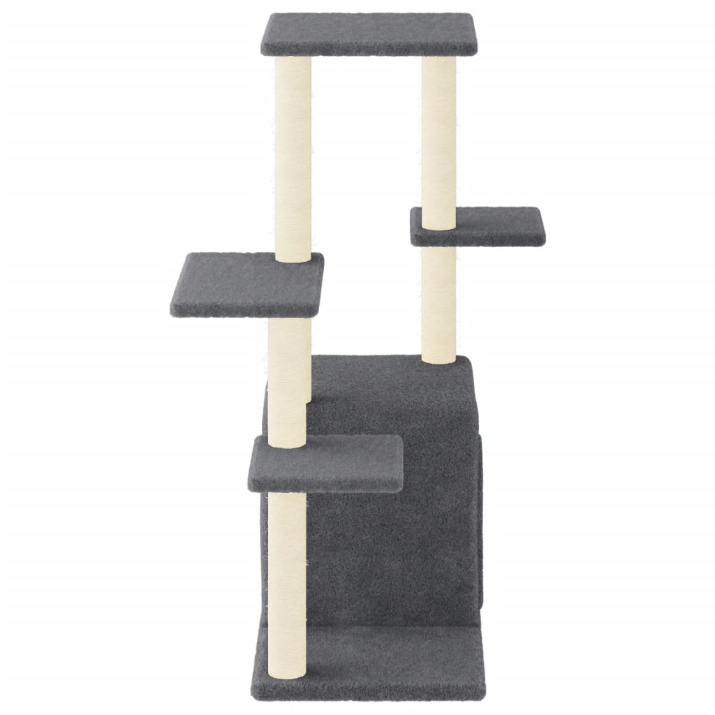 Glamorous Pups : vidaXL Cat Tree Dark Grey Engineered wood, plush, sisal 38.4 in tall